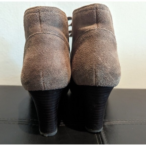 Ralph Lauren TAMIA Genuine Suede Taupe Tan Wedged Booties PORCINI Sport - Picture 5 of 11